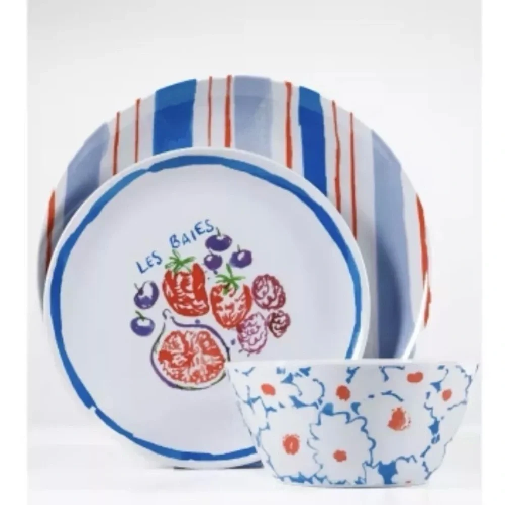 Sur La Table 12-Piece Multicolor Melamine Dinnerware Set 4 Place Settings